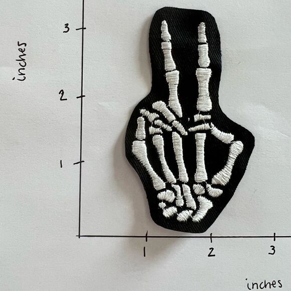 Skeleton Peace Sign 3 Inch Embroidered Patch - Picture 2 of 3
